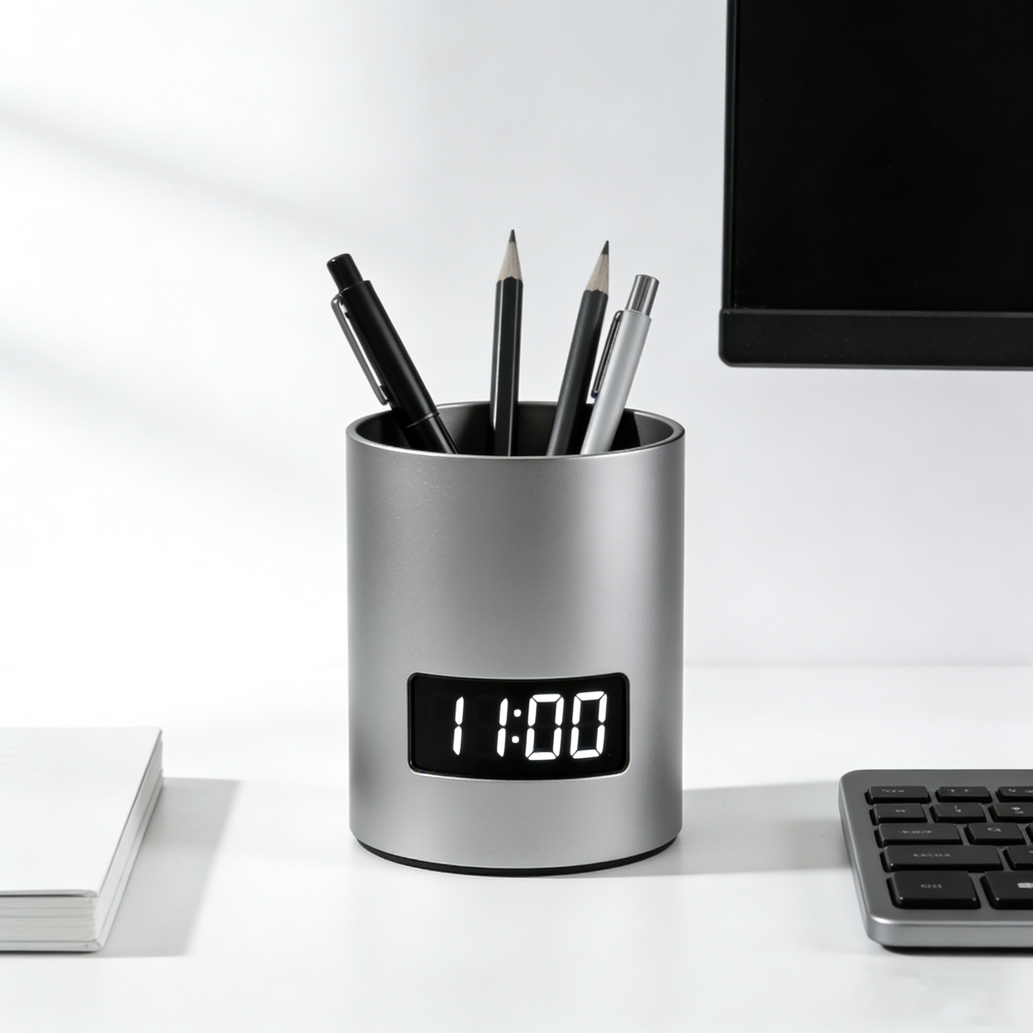 Tittel: Mer enn en pennholder: Digital Clock Desk Organizer for arbeidsområdet ditt